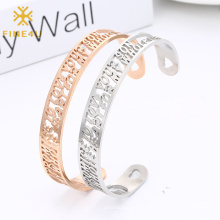 Personality Customizable Hollow Heart Rose Gold Love Stainless Steel Cuff Bracelet